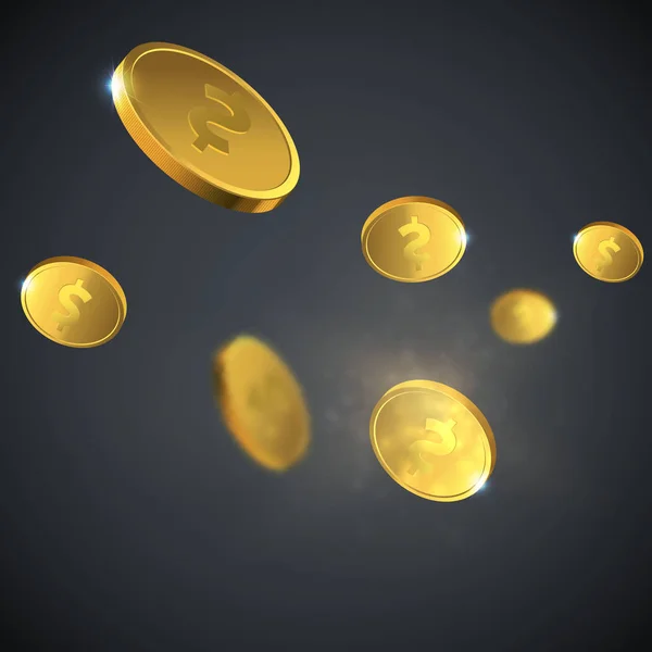 Vectorillustratie gouden munten te vliegen. Geld geïsoleerd. — Stockvector