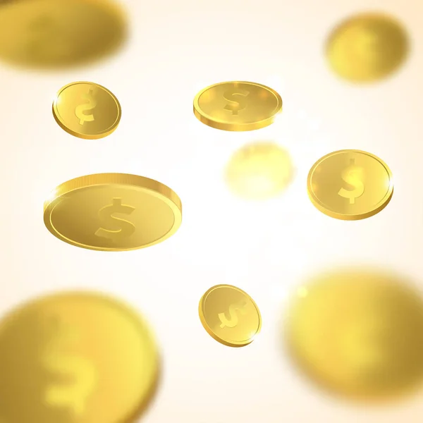 黄金のコインの飛行のベクトル図です。分離されたお金. — ストックベクタ
