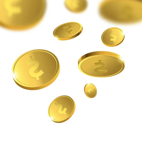Векторна ілюстрація літаючих золотих монет. Гроші ізольовані . — стоковий вектор