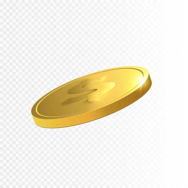 Золотая монета Деньги изолированы на прозрачном фоне . — стоковый вектор