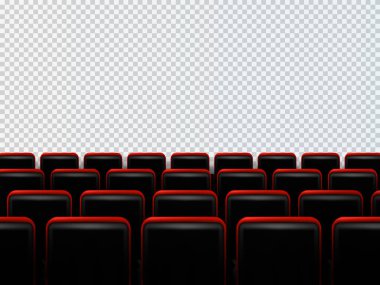 Saydam arka plan üzerinde izole sinema koltukları. Vektör çizim.