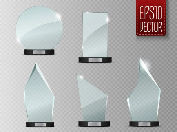 Glas Trophy Award. Vektorillustration isolerade på transparent bakgrund — Stock vektor