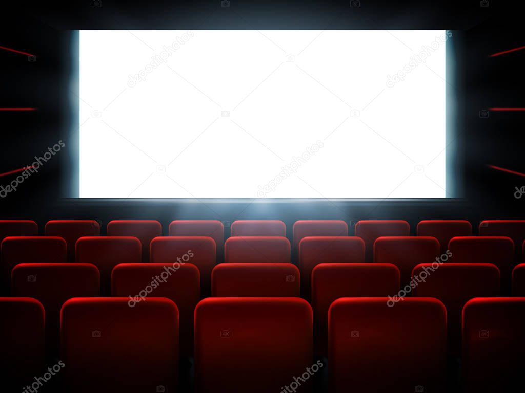 Movie cinema premiere poster design with white screen. Vector background.