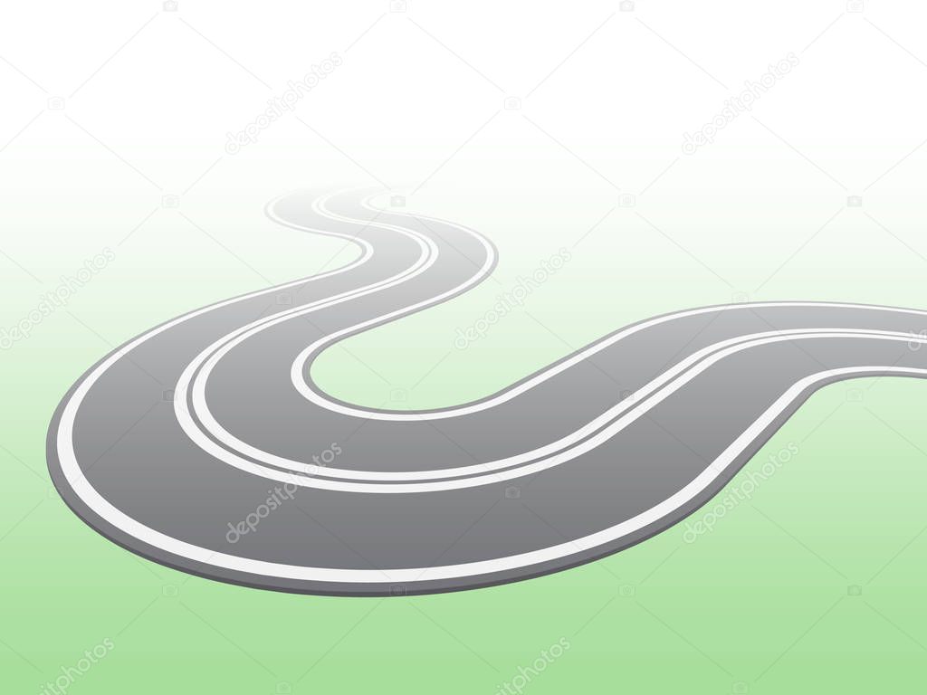 Curved Road isolated template, vector illustration