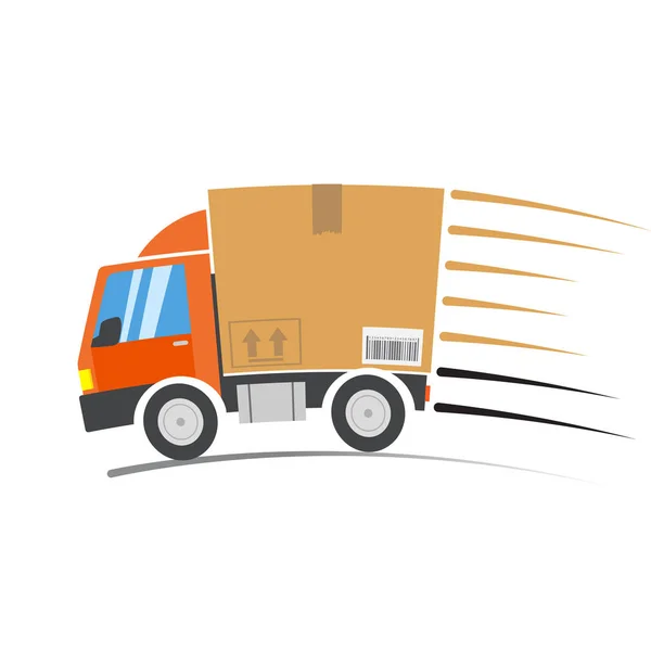 Camion di consegna veloce con linee di movimento, vettore — Vettoriale Stock