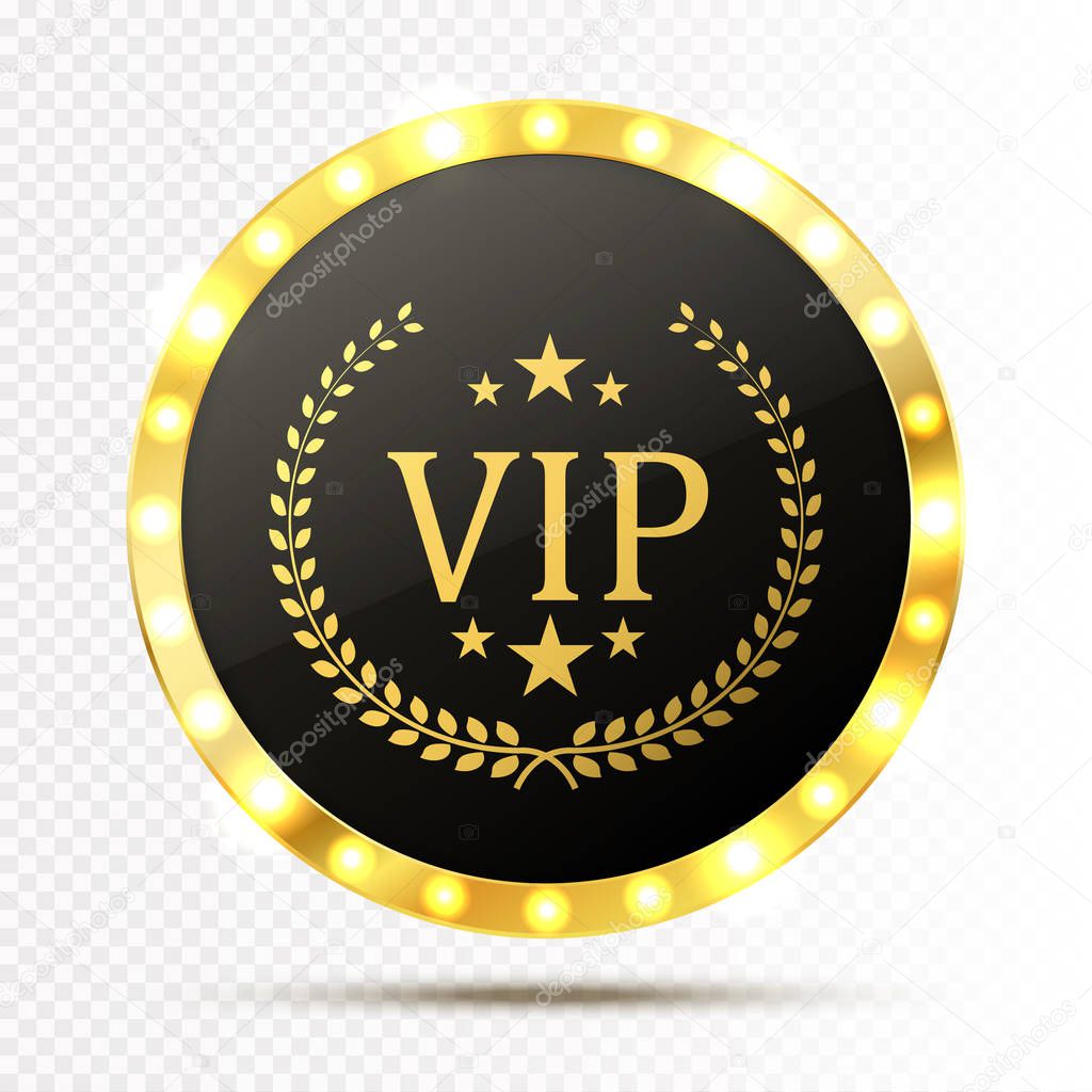 Vip invitation with golden badge, vector