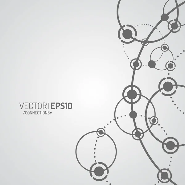 Vector εικονογράφηση έννοια τεχνολογία. Συνδεδεμένες γραμμές και τελείες. Δίκτυο σύνδεσης — Διανυσματικό Αρχείο