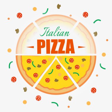 İtalyan Pizza tasarım arka plan. Vektör arka plan. Restoran kafeterya menüsü, şablon