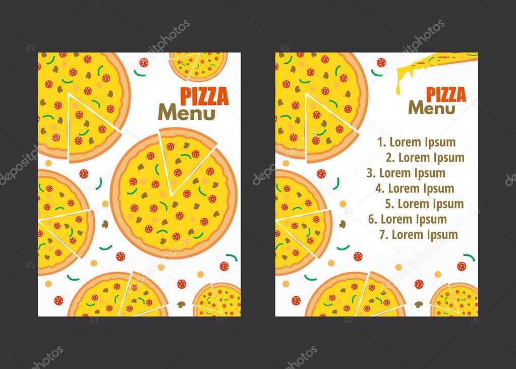 Pizza menu vector background. Restaurant cafe menu, template design.
