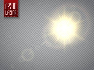 Saydam arka plan üzerinde izole güneş. Vektör çizim.