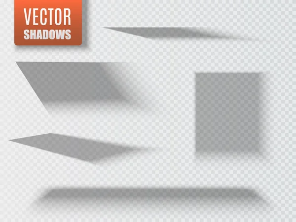 Satz transparenter quadratischer Schatten mit isolierten weichen Kanten. Vektor — Stockvektor