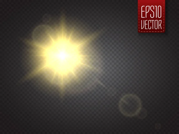 Lens flare lichteffect. De stralen van de zon met balken geïsoleerd. Vector — Stockvector