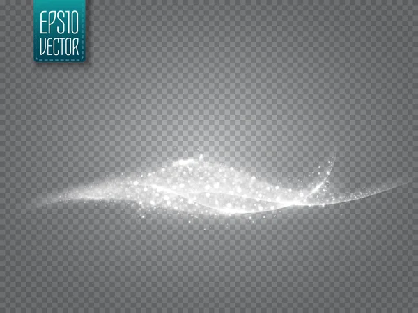 抽象的なベクトルを持つ滑らかな波輝きに孤立した透明な背景 — ストックベクタ