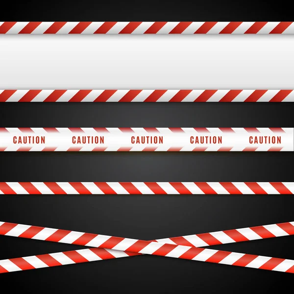 Rote und weiße Gefahr-Bänder. Vorsicht-Leitungen isoliert. Vektor-illustration — Stockvektor