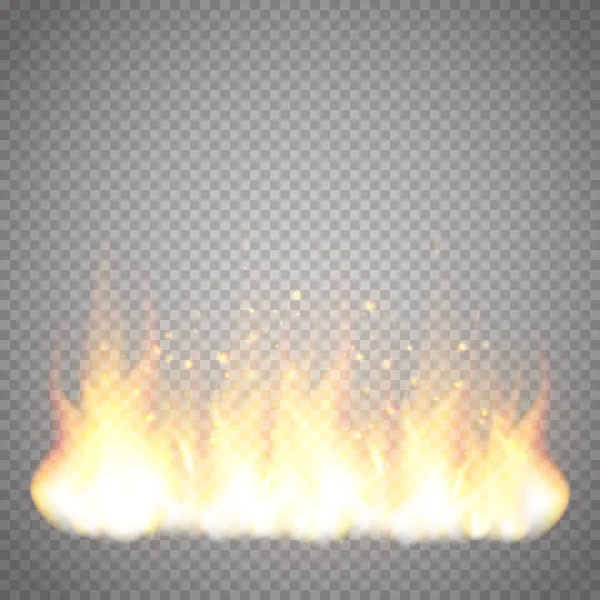 Realistický oheň plamen vektorové zvláštní efekt izolované na průhledném pozadí. — Stockový vektor