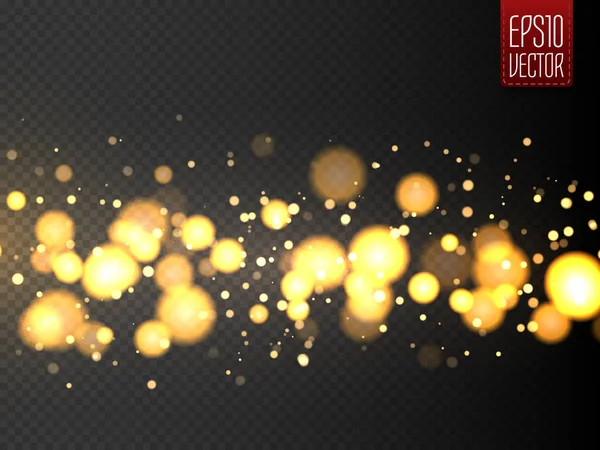 Luces bokeh doradas con partículas brillantes aisladas. Vector concepto de Navidad — Vector de stock