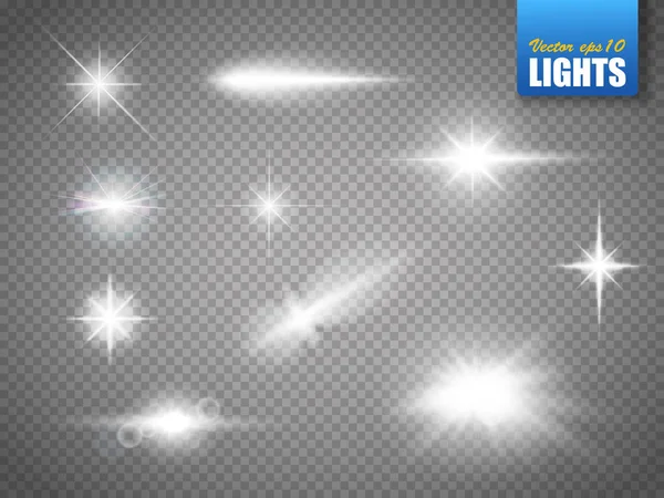 輝く星の爆発、フレア効果を点灯します。分離された特殊効果 — ストックベクタ