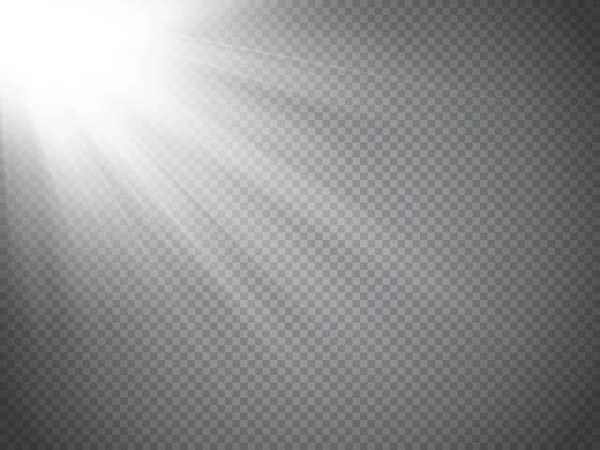 Lens flare lichteffect. De stralen van de zon met balken geïsoleerd. Vector — Stockvector