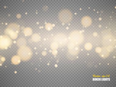 Altın bokeh ışıkları parlayan parçacık izole ile. Vektör