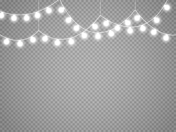 Luces de Navidad aisladas sobre fondo transparente. Vector de Navidad guirnalda brillante . — Vector de stock