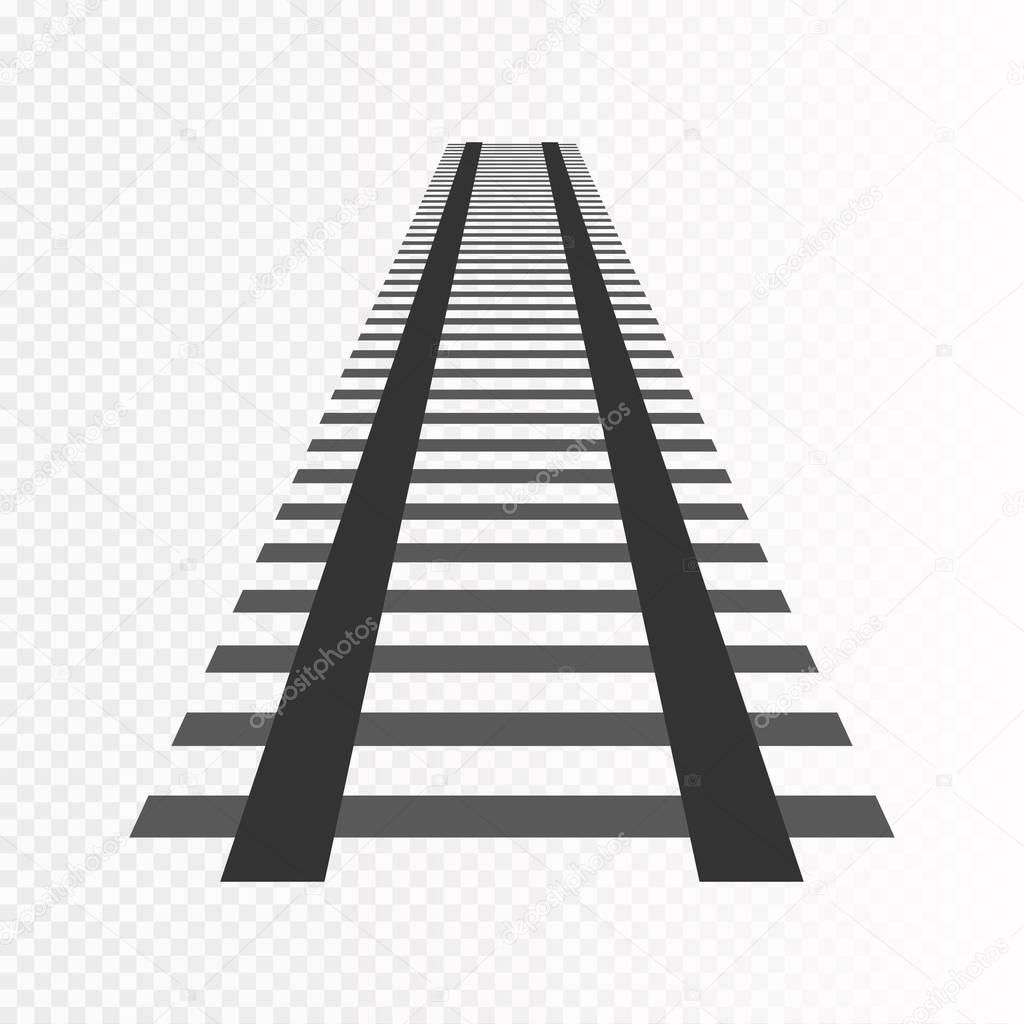 Vector rails. Railways on white background. Railroad