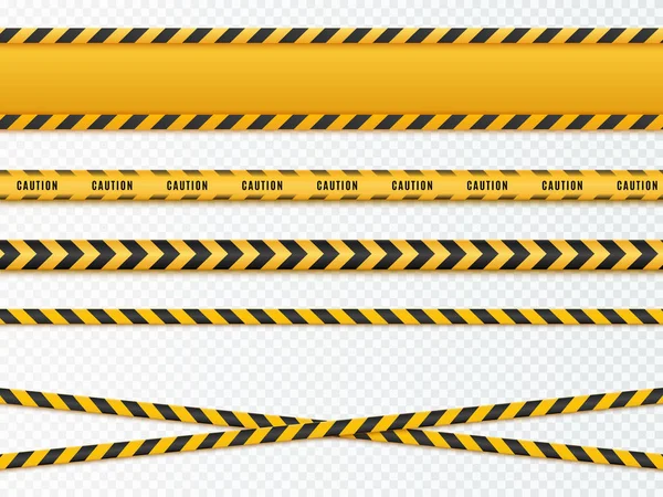 Gelbe und schwarze Gefahrenbänder. Warnlinien isoliert. Vektor — Stockvektor