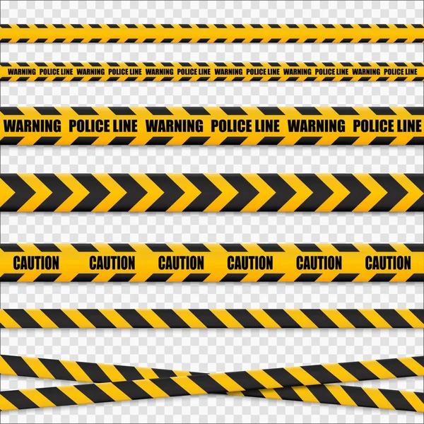 Yellow and black danger tapes. Caution lines isolated. Vector — Stock Vector