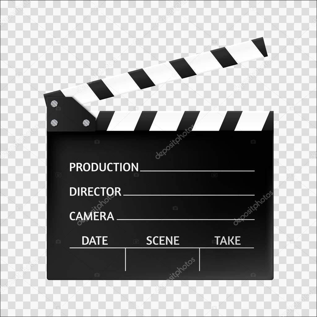 Movie clapper isolated. Movie icon. Vector illustration