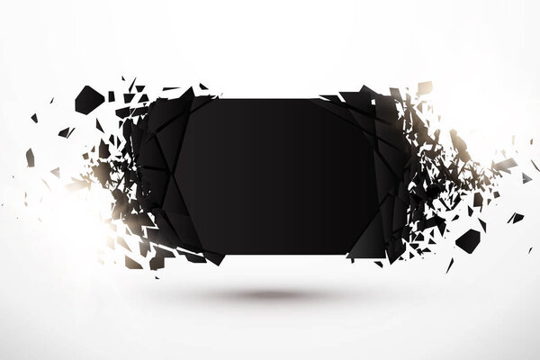 Blank Abstract Background. Black Banner with explosion effect and glow.