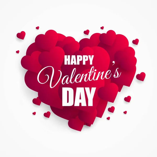 Valentines day greeting card with cut paper hearts. Vector. — Stock Vector