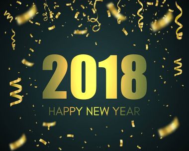 Mutlu yeni yıl 2018. Tatil tebrik kartı kartı. Tasarım şablonu. Vektör