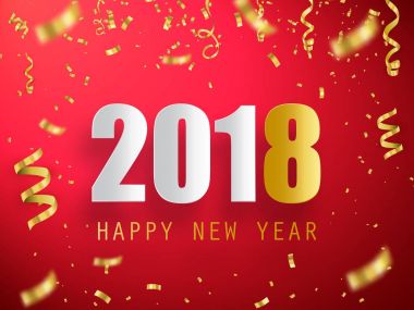 Mutlu yeni yıl 2018. Tatil tebrik kartı kartı. Tasarım şablonu. Vektör