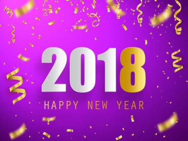 Mutlu yeni yıl 2018. Tatil tebrik kartı kartı. Tasarım şablonu. Vektör