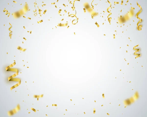 Damalı zemin üzerine izole altın konfeti. Festival vektör şablonu — Stok Vektör
