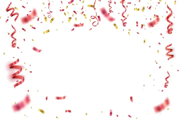 Rode confetti geïsoleerd. Feestelijke vector achtergrond — Stockvector