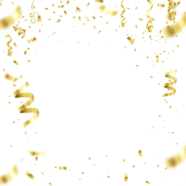 Gouden confetti geïsoleerd op een geblokte achtergrond. Feestelijke vectorillustratie — Stockvector