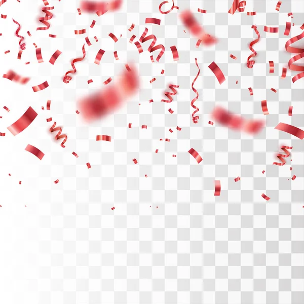 赤い紙吹雪が分離されました。お祝いベクトルの背景 — ストックベクタ