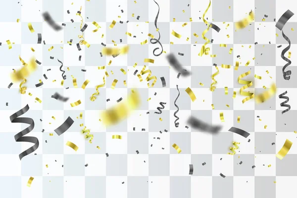 Confetti aislado. Ilustración festiva de lujo dorado y negro. Vector — Archivo Imágenes Vectoriales