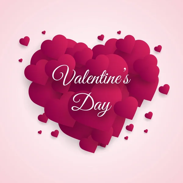 Valentines day greeting card with cut paper hearts. Vector. — Stock Vector