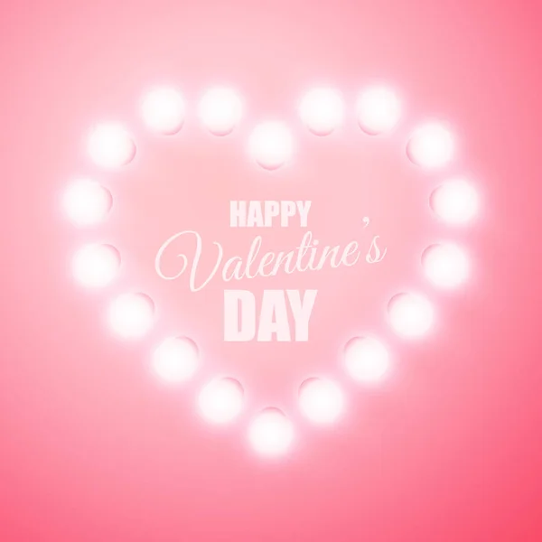 Fondo del Día de San Valentín. Señal de luz retro vectorial. Ilustración del corazón brillante — Vector de stock