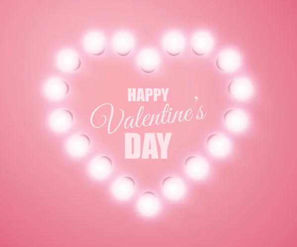 Valentines Day background. Vector retro light sign. Glow heart illustration
