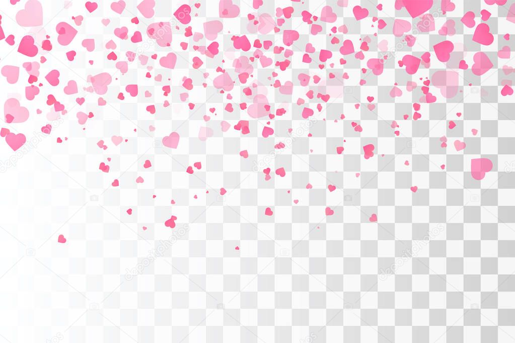 Hearts confetti isolated. Valentines vector template.