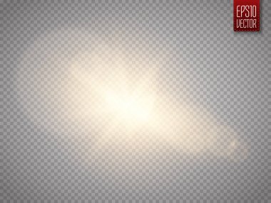 Lens flare etkisi üzerinde şeffaf arka plan izole. Kızdırma el feneri illüstrasyon.