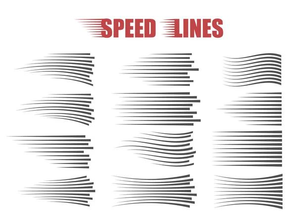 Lignes de vitesse isolées. Effet de mouvement. Lignes noires sur fond blanc . — Image vectorielle