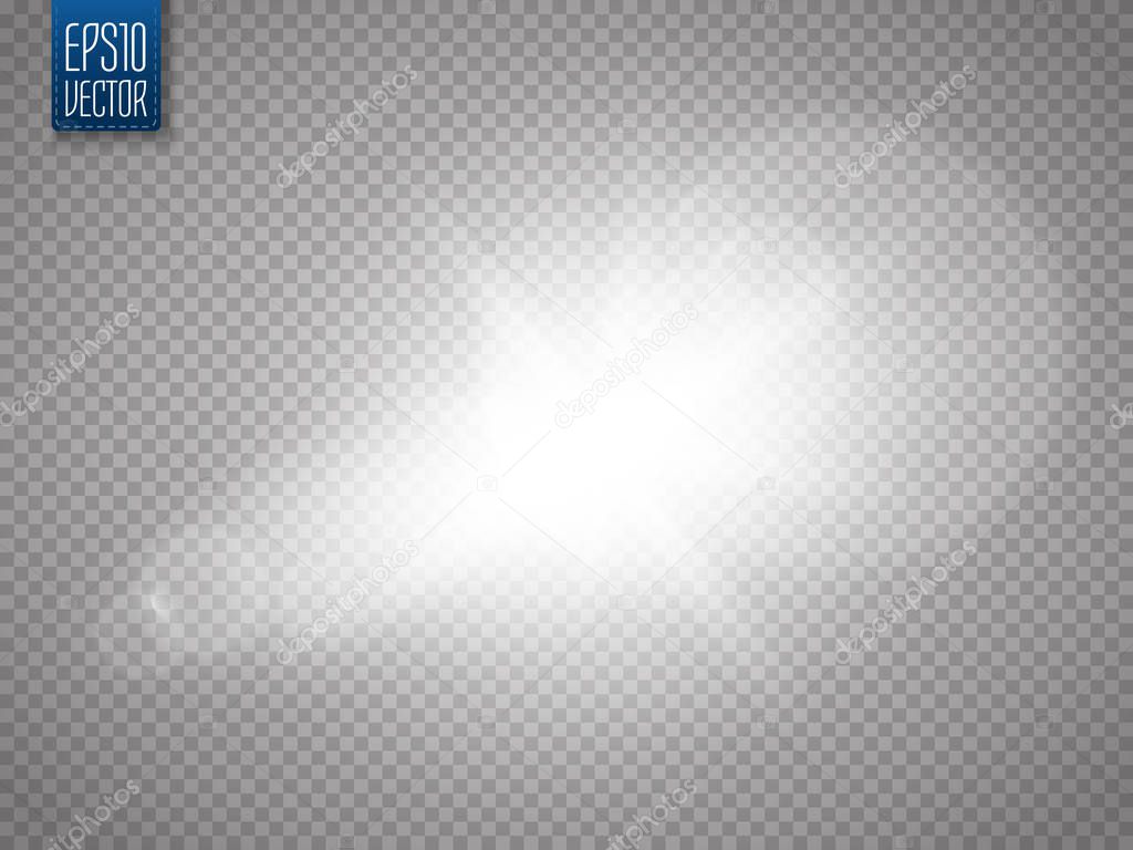 Lens flare effect isolated on transparent background. Vector lights.
