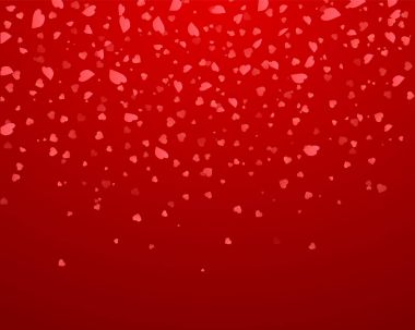 Kalpler konfeti kırmızı izole. Vektör çizim.