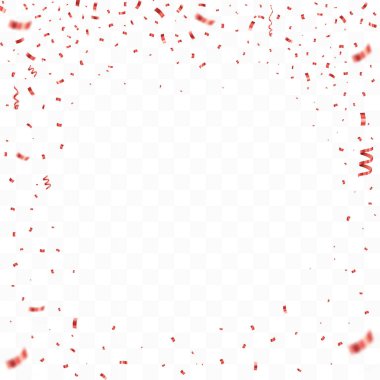 Tansparent arka plan üzerinde izole kırmızı konfeti. Vektör doğum günü kavramı.