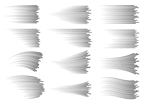 Snelheid lijnen geïsoleerd. Effect van de beweging. Zwarte lijnen op witte achtergrond. — Stockvector