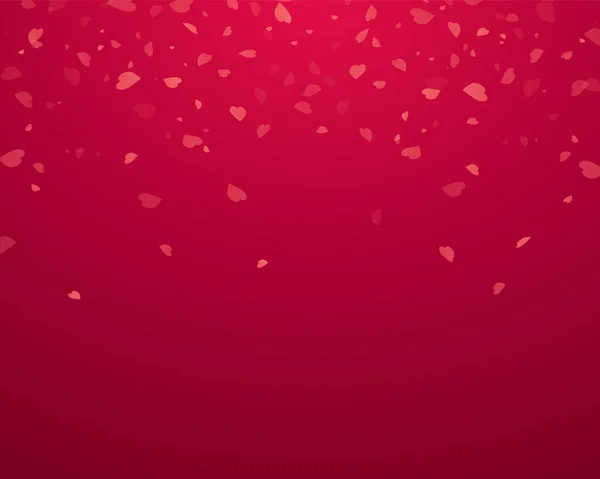 Corações confetes isolados em vermelho. Ilustração vetorial . — Vetor de Stock