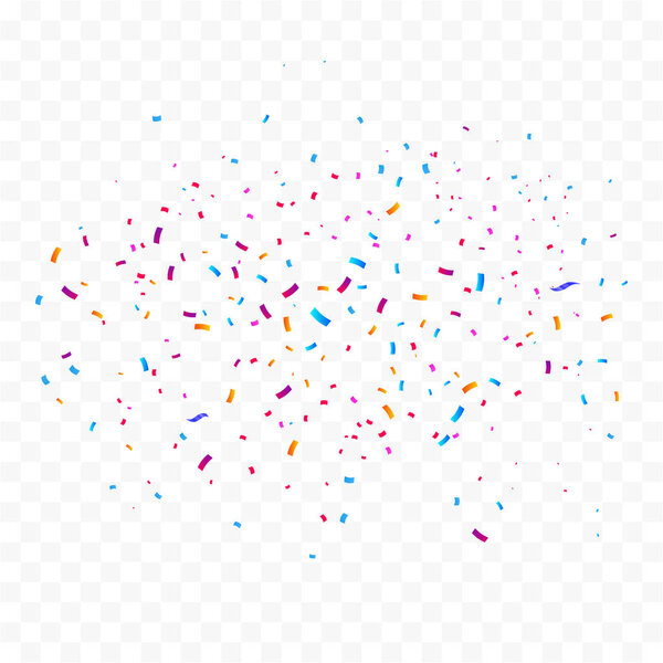 Colorful bright confetti isolated on transparent background. Vector illustration